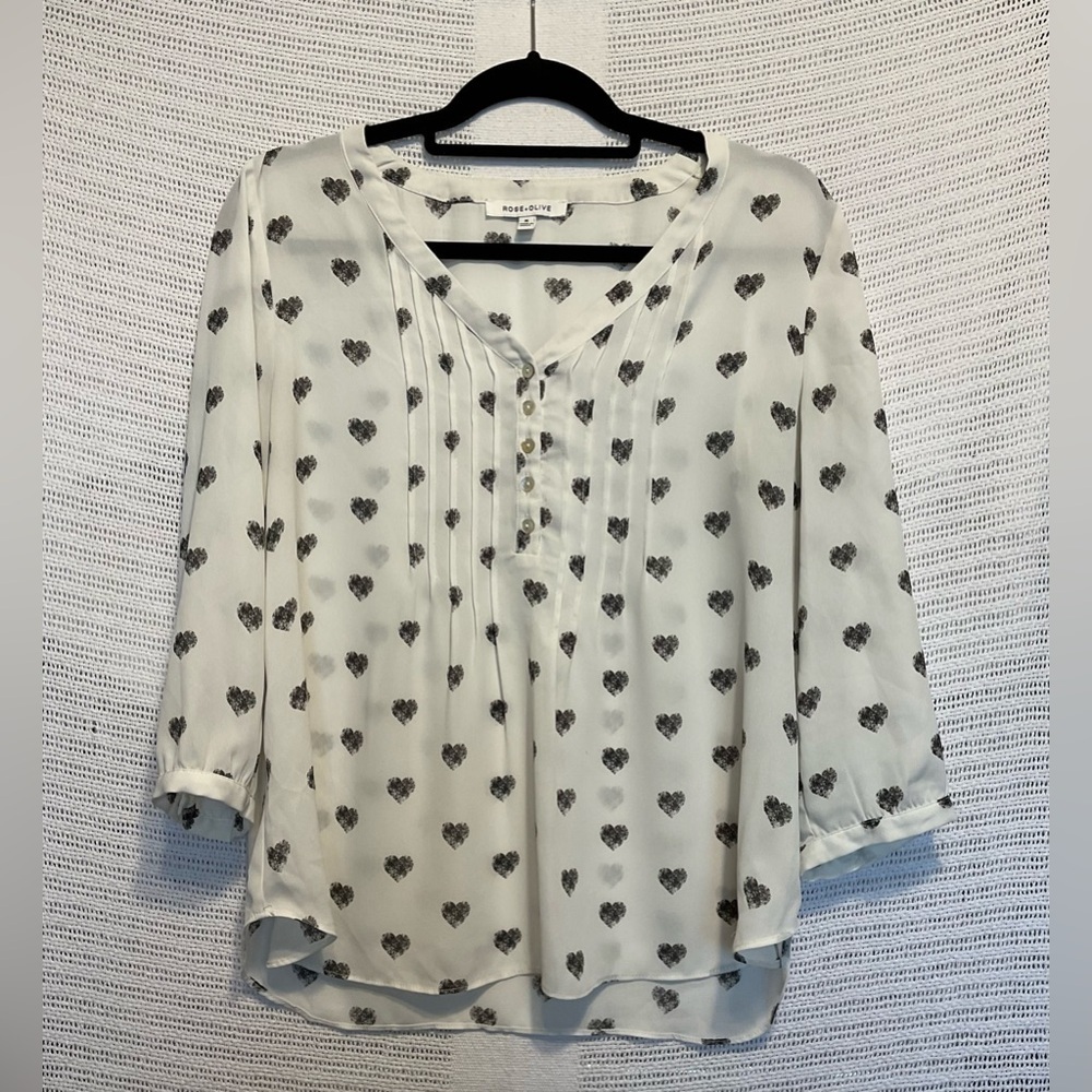 Rose & Olive Cream Pleated Blouse with Relaxed Fit